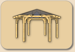 Pavillon 6-eckig Holz